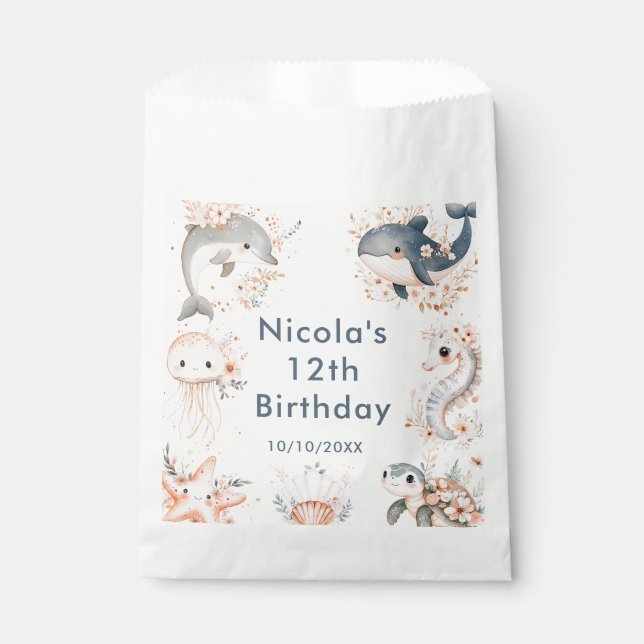 Under The Sea Animals Birthday Party Geschenktütchen (Vorderseite)