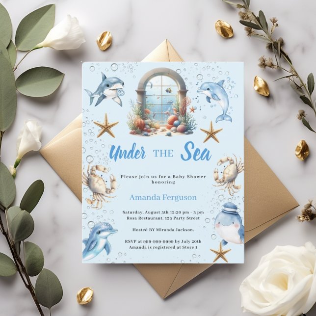 Under the sea animals boy Baby Shower invitation (Von Creator hochgeladen)