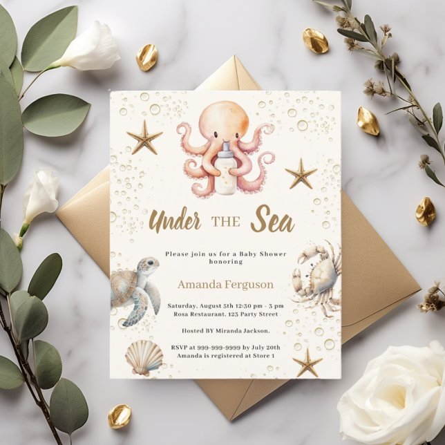 Under the sea animals girl Baby Shower invitation (Von Creator hochgeladen)