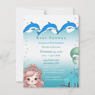 Under the Sea Baby Girl Taufeinladung Einladung