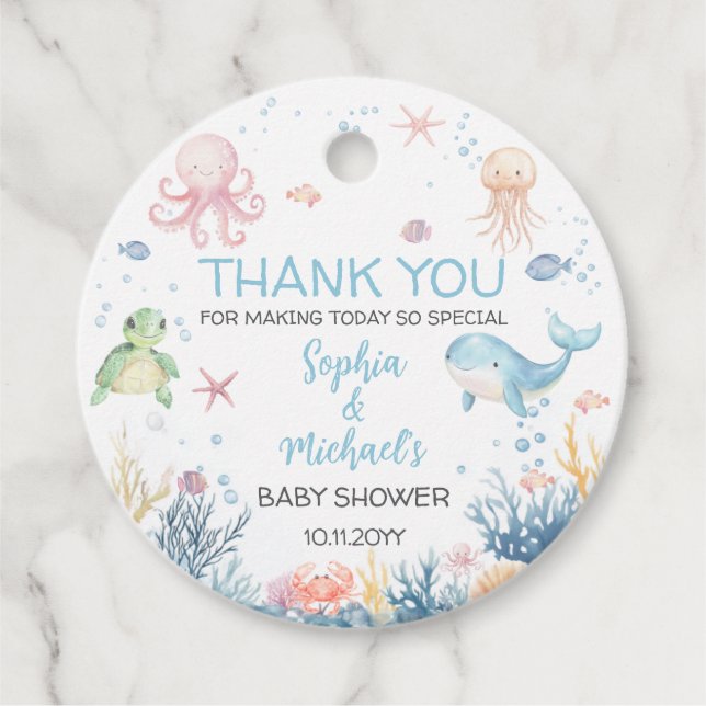 Under the Sea Baby Shower  Geschenkanhänger (Vorderseite)