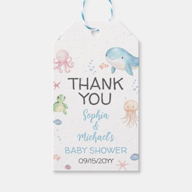 Under the Sea Baby Shower Geschenkanhänger (Vorderseite)