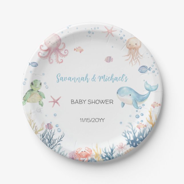 Under the Sea Baby Shower  Pappteller (Vorderseite)