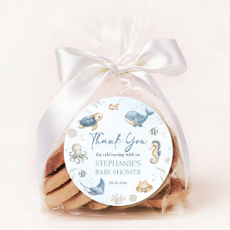 Under The Sea Baby Shower Thank You Favor Classic Runder Aufkleber