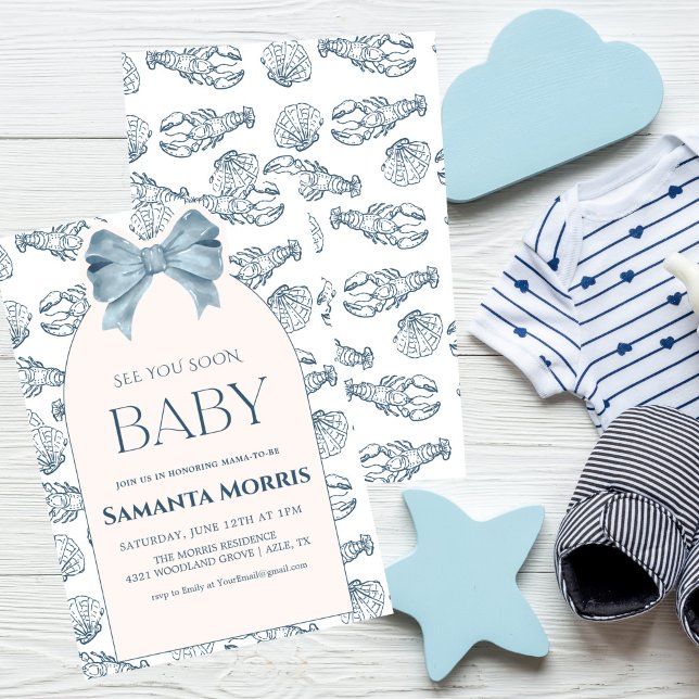  Under the Sea Beach Theme with Shell Design Baby  Einladung (Von Creator hochgeladen)