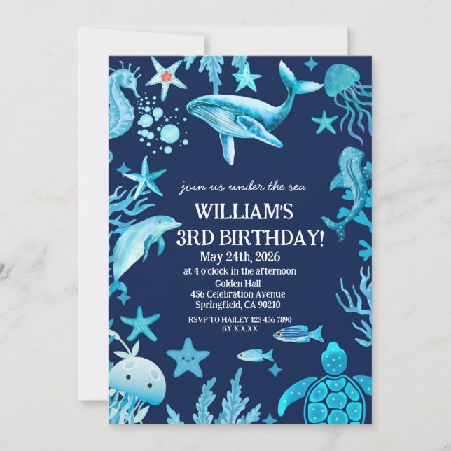 Under the Sea birthday invitation, ocean boy  Einladung (Vorderseite)
