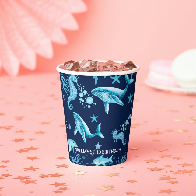 Under the Sea birthday invitation, ocean boy  Pappbecher (Insitu)