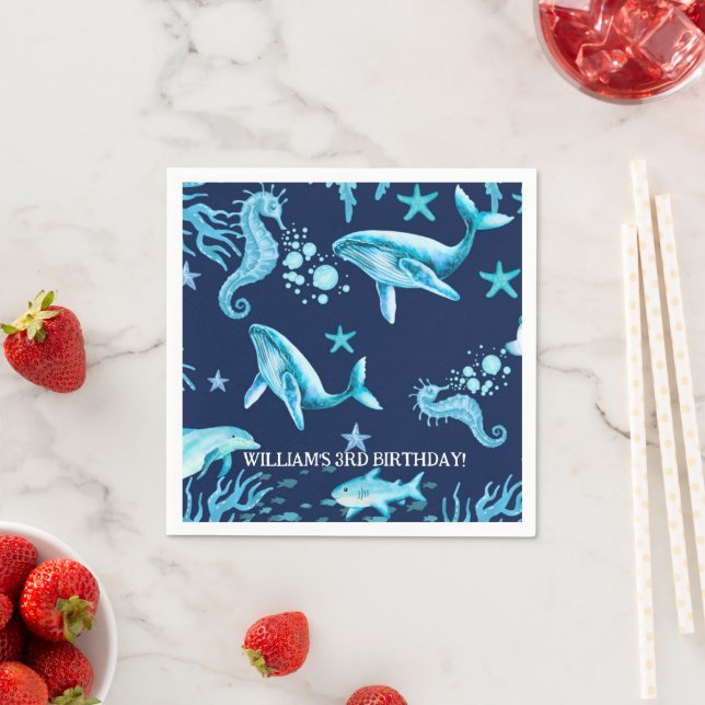 Under the Sea birthday invitation, ocean boy  Serviette (Beispiel)