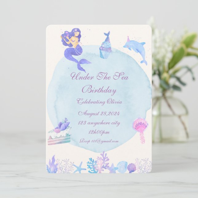 UNDER THE SEA BIRTHDAY PARTY INVITATION EINLADUNG (Stehend Vorderseite)