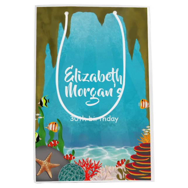 Under the Sea Cave Beautiful Creatures Birthday Mittlere Geschenktüte (Vorderseite)