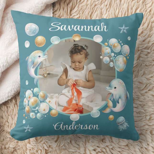 Under the Sea Cute Dolphin Photo Girly  Kissen (Von Creator hochgeladen)