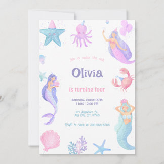 Under the Sea Mermaid Birthday  Einladung
