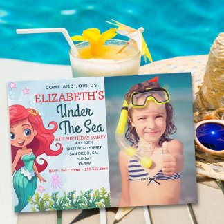 Under the sea Mermaid Birthday Girl Einladung