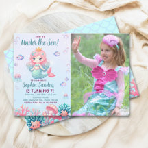 Under the sea Mermaid Birthday Girl with Photo