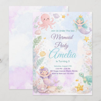 Under The Sea Mermaid Birthday Invitation Einladung