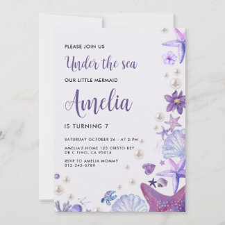 Under the Sea Mermaid Birthday Invitation for Girl Einladung