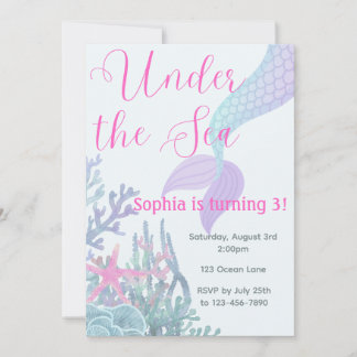 Under the Sea Mermaid Birthday Party Invitation