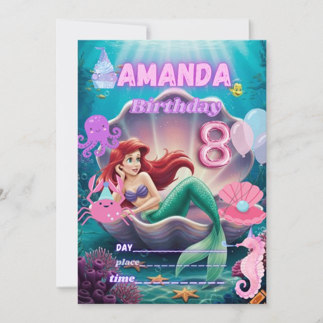 Under the sea Mermaid Invitation (Devant)