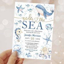 Under The Sea Ocean Baby Shower Boy Navy Blue Gold