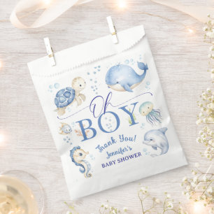 Under The Sea Ocean Baby Shower Junge Blau  Geschenktütchen