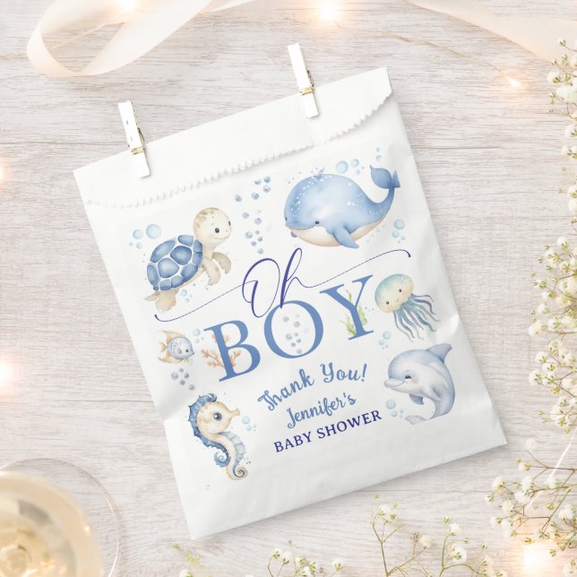 Under The Sea Ocean Baby Shower Junge Blau  Geschenktütchen (Ausgeschnitten)