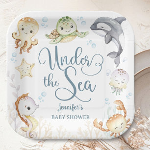 Under The Sea Ozean-Baby-Party geschlechtsneutral Pappteller