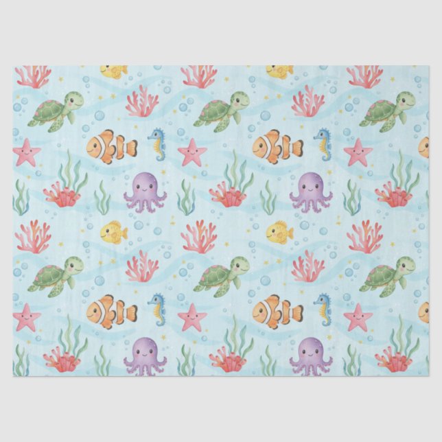 Under the Sea Party Colourful Ocean Creatures Seidenpapier (Vorderseite)