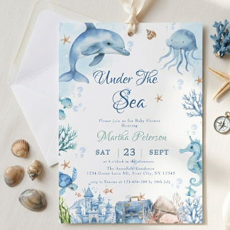 UNder the sea Seashell Baby Shower Einladung