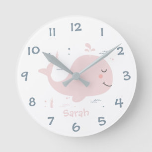 Under the Sea Whale Kids Nursery Wall Clock Runde Wanduhr