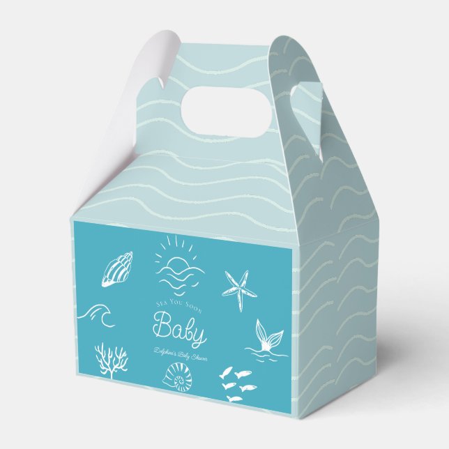 Under the Sea You Soon Blue Baby Shower Geschenkschachtel (Vorderseite)