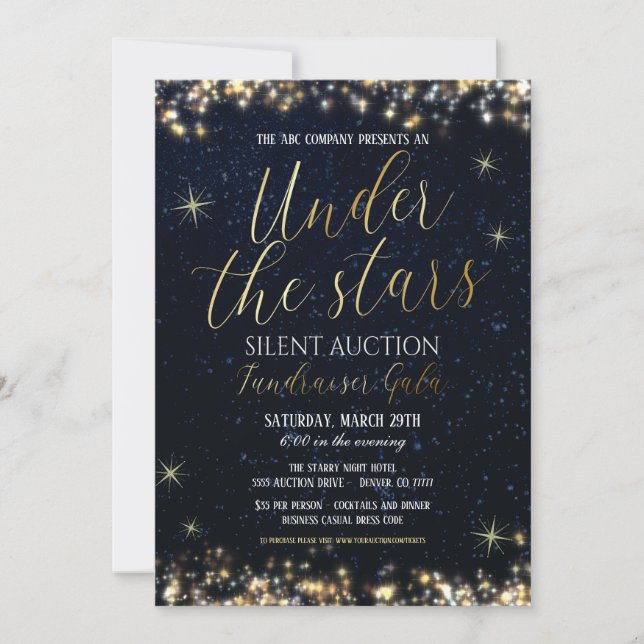 Under The Stars Collecte de fonds Gala Invitation (Devant)