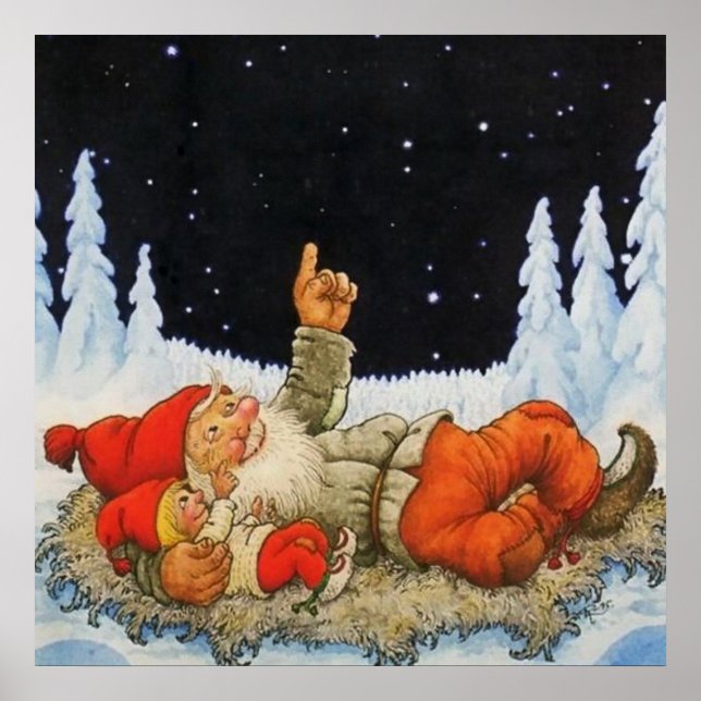 "Under the Stars" Gnomes von Jenny Nystrom Poster (Vorne)