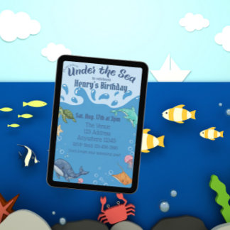 Under Water, Under the Sea Birthday Einladung