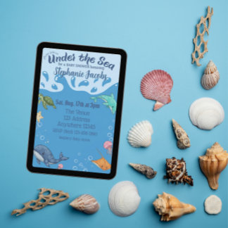 Under Water, Under the Sea Blue Baby Shower Einladung
