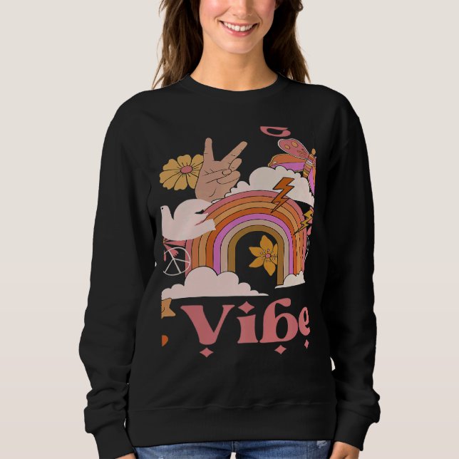 Undergrad Vibes School Groovy Retro Boho Rainbow C Sweatshirt (Vorderseite)