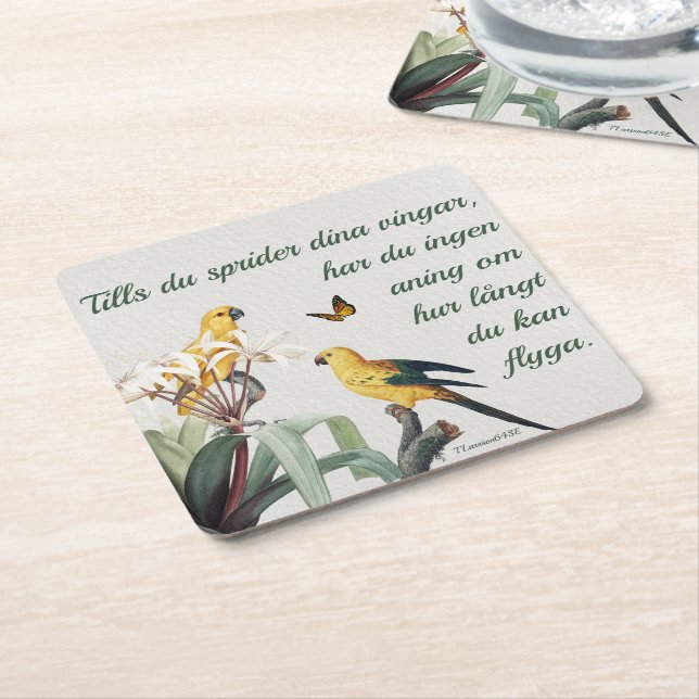 Underlägg — Fåglar Rechteckiger Pappuntersetzer (angewinkelt)