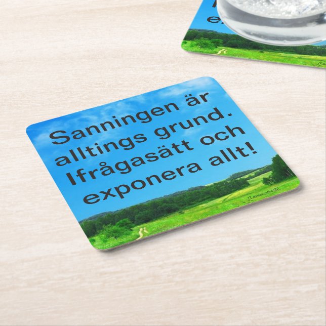 Underlägg — Sanningen Rechteckiger Pappuntersetzer (angewinkelt)