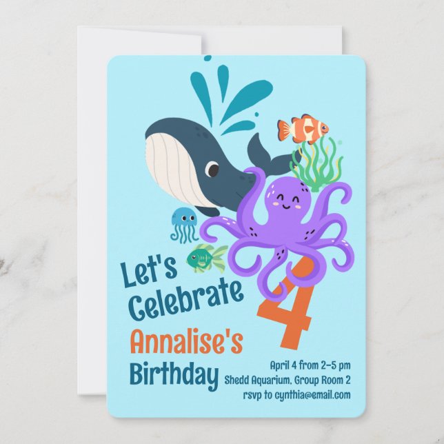Undersea Aquarium Birthday Invitation Einladung (Vorderseite)