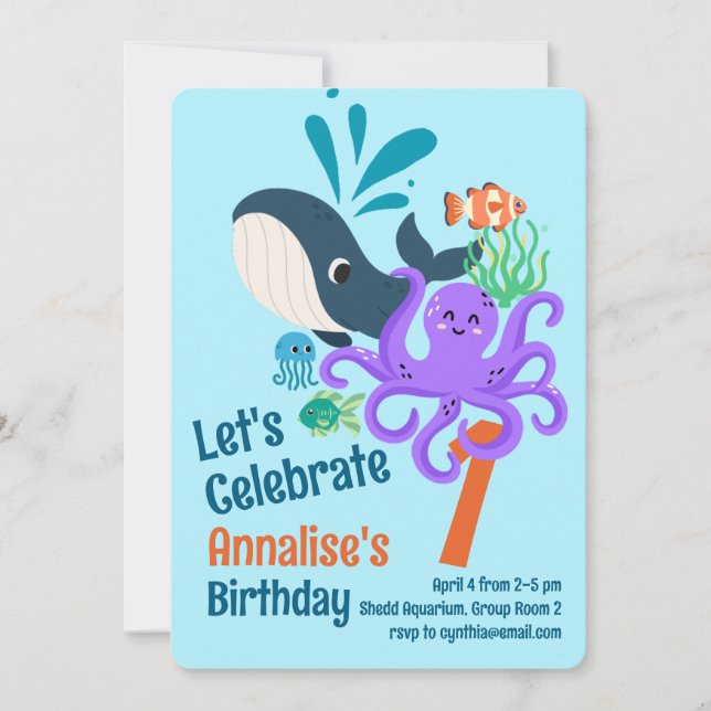 Undersea Aquarium Birthday Invitation Einladung (Vorderseite)
