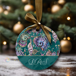 Underwater Aquamarin Luxe   Green Pastel Gold Seas Keramik Ornament