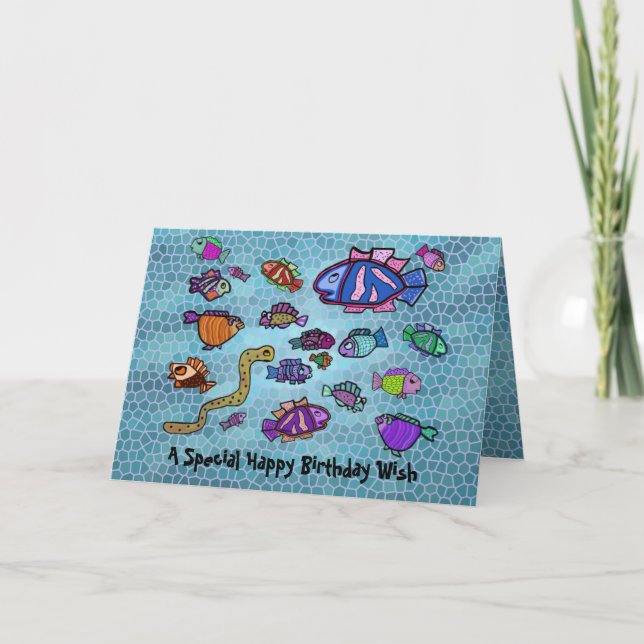 Underwater Blue Heaven Happy Birthday Card Karte (Vorderseite)