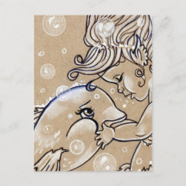 Underwater Friends Dolphin Mermaid Postkarte