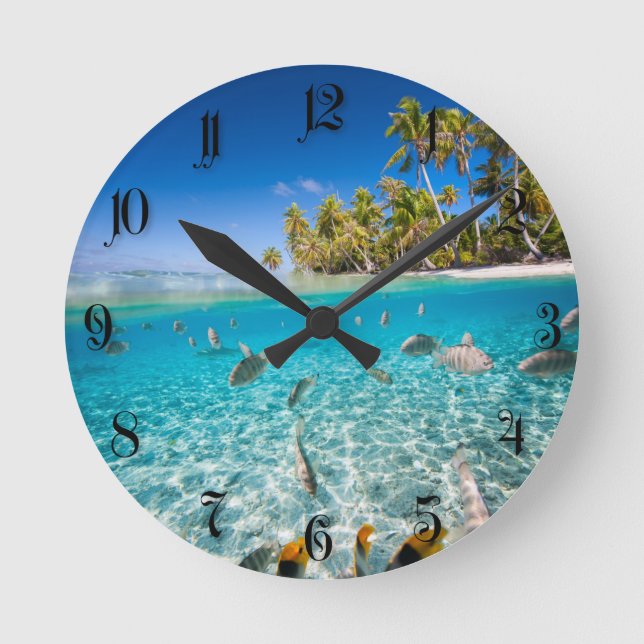 Underwater Life Runde Wanduhr (Vorderseite)