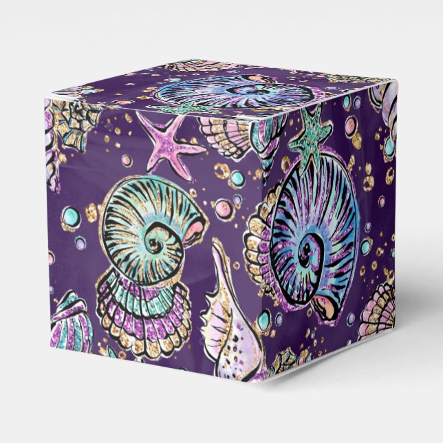 Underwater Lila Luxe | Dark Pastel Gold Sea Life Geschenkschachtel (Vorderseite)