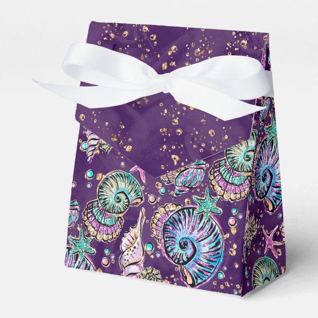 Underwater Lila Luxe | Dark Pastel Gold Sea Life Geschenkschachtel (Vorderseite)