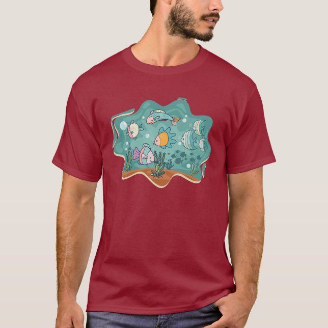 Underwater Ocean Life Cartoon T-Shirt (Vorderseite)