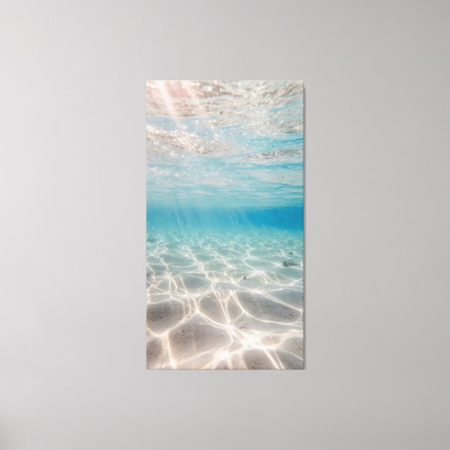 Underwater sunlight shimmers on the sandy seabed leinwanddruck (Vorderseite)