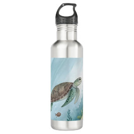 Underwater world with turtle edelstahlflasche
