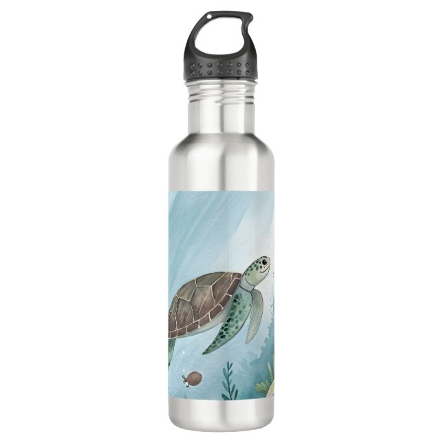 Underwater world with turtle edelstahlflasche (Vorderseite)