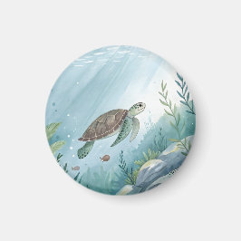 Underwater world with turtle magnet